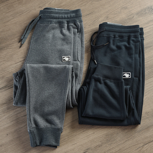 男精工刺绣小鸟标休闲收口运动裤 束脚卫裤 男 针织毛圈棉修身 春秋款