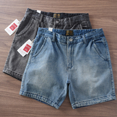 新款 四分裤 美式 潮牌修身 男 复古水洗做旧纯棉三分牛仔短裤 2025夏季