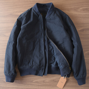 美式复古棒球服男冬季重磅纯棉加厚保暖夹棉款水洗做旧夹克外套男