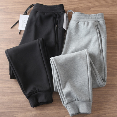 5007冬季加绒加厚雪尼尔绒防寒保暖男士束脚卫裤宽松运动休闲裤男