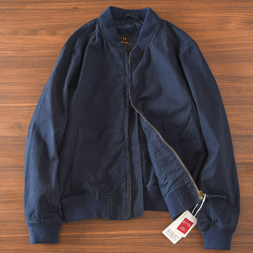 312B#美式复古棒球服男秋冬款加厚纯棉水洗做旧夹克外套男士上衣