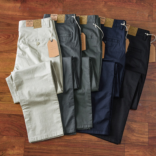 8534#春秋季纯棉透气白色高端男士休闲裤新款爆款小直筒裤子秋天