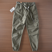 户外立体宽松长裤 美式 男士 重磅全棉休闲裤 复古水洗咔叽束脚工装 裤