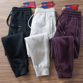 休闲秋冬季 加绒加厚修身 保暖隐形拉链运动束脚卫裤 美式 男休闲长裤