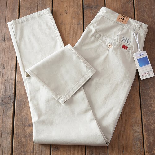 夏季薄款纯棉透气白色高端男士休闲裤新款爆款小直筒裤子长裤男