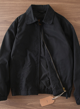 523#秋冬厚款纯棉翻领工装夹克外套上衣休闲百搭宽松黑色防风衣男