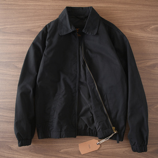 夹克外套上衣休闲百搭宽松黑色防风衣男 纯棉翻领工装 523 秋冬厚款