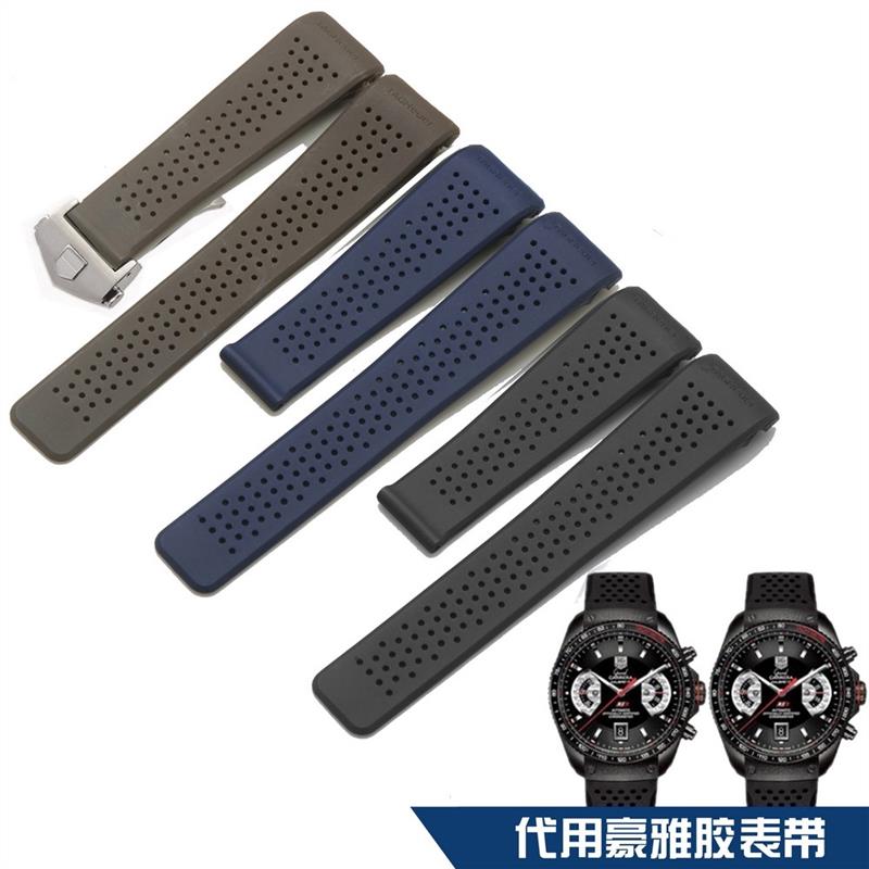 Carty橡胶表带胶带男代用豪雅TAGCHeuer卡莱拉男士胶表带22mm