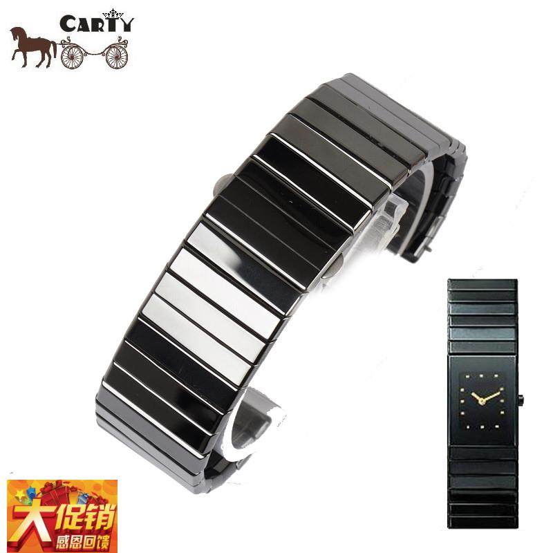 原装适配整体陶瓷黑金钢陶瓷表带手表配件适用雷达rado黑金刚男表