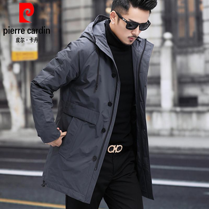 皮尔卡丹男装高档男士中长款轻薄羽绒服中年商务简约防风衣外套男