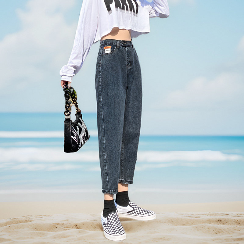 哈伦牛仔裤女2026夏季新款大码胖mm显瘦萝卜高腰老爹梨形身材裤子