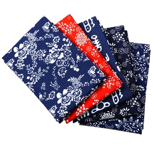 蓝印花布纯棉蓝花布中国民族风复古服装面料乌镇青花布桌布DIY布