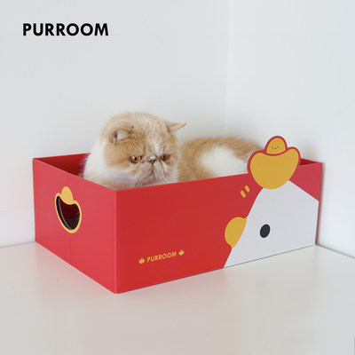 PURROOM躺平猫抓板猫窝磨爪保护沙发瓦楞纸纸板箱猫咪玩具