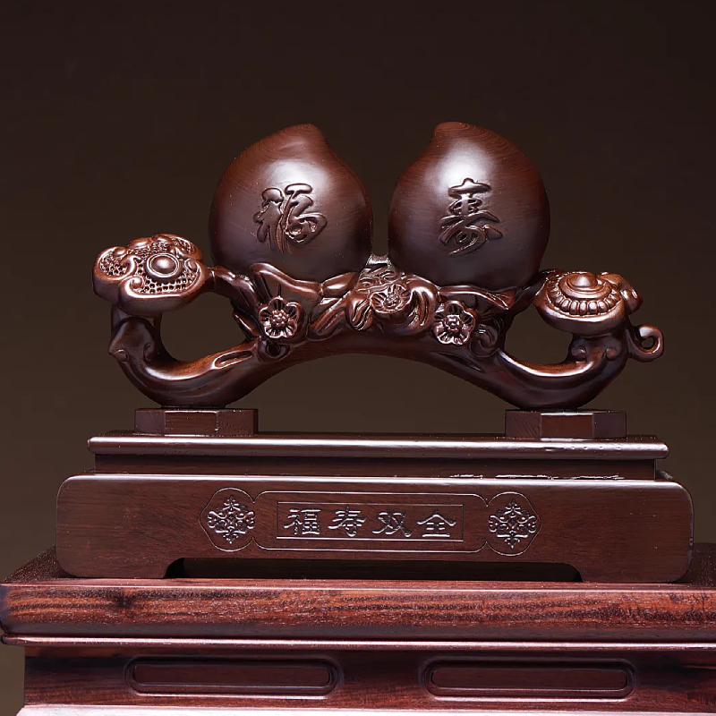 黑檀木中式复古福寿双全摆件复古