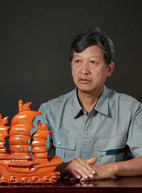 一帆风顺龙舟木雕摆件别墅客厅办公室摆设工艺品开业礼品帆船装饰