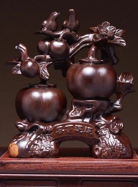 黑檀木喜事连连工艺品中式复古