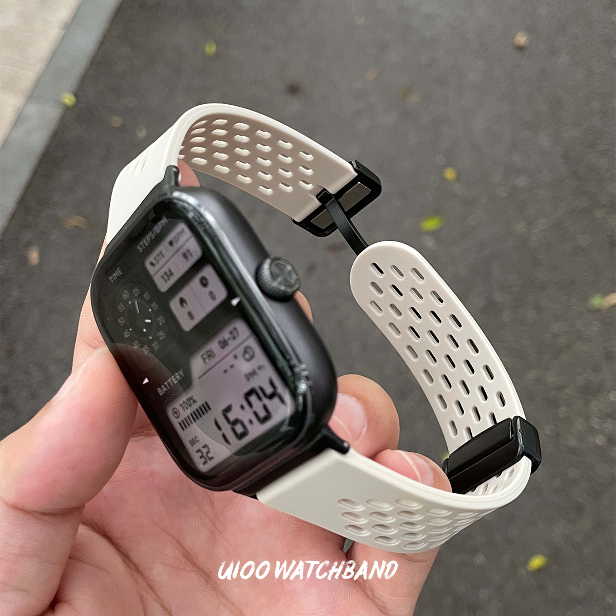 适用红米手表watch5/4表带洞洞款硅胶折叠磁扣小米手环8/9pro表带