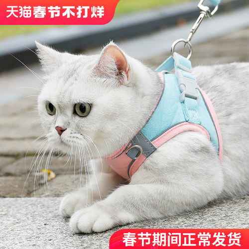 背心式防挣脱猫咪专用外出牵引绳