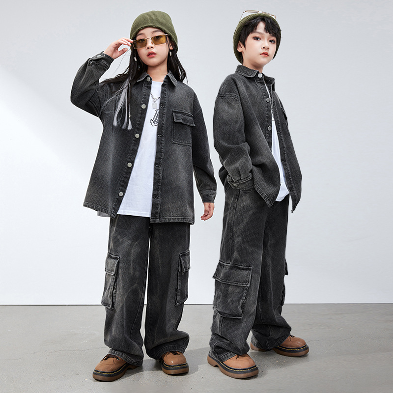 六一儿童演出服男童嘻哈街舞潮服少儿hiphop潮牌童装女童表演套装