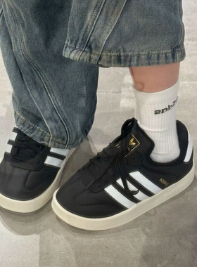 阿迪达斯三叶草男女情侣一脚蹬秋冬保暖棉鞋轻便厚底面包鞋IE1434