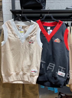 NIKE耐克女子V领针织背心运动休闲无袖套头衫马甲 FD6402-010-126