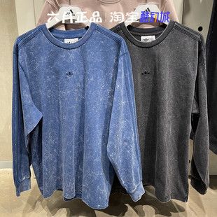 阿迪达斯三叶草男子水洗做旧款卫衣棉质套头衫T恤 KA2316 KA6760