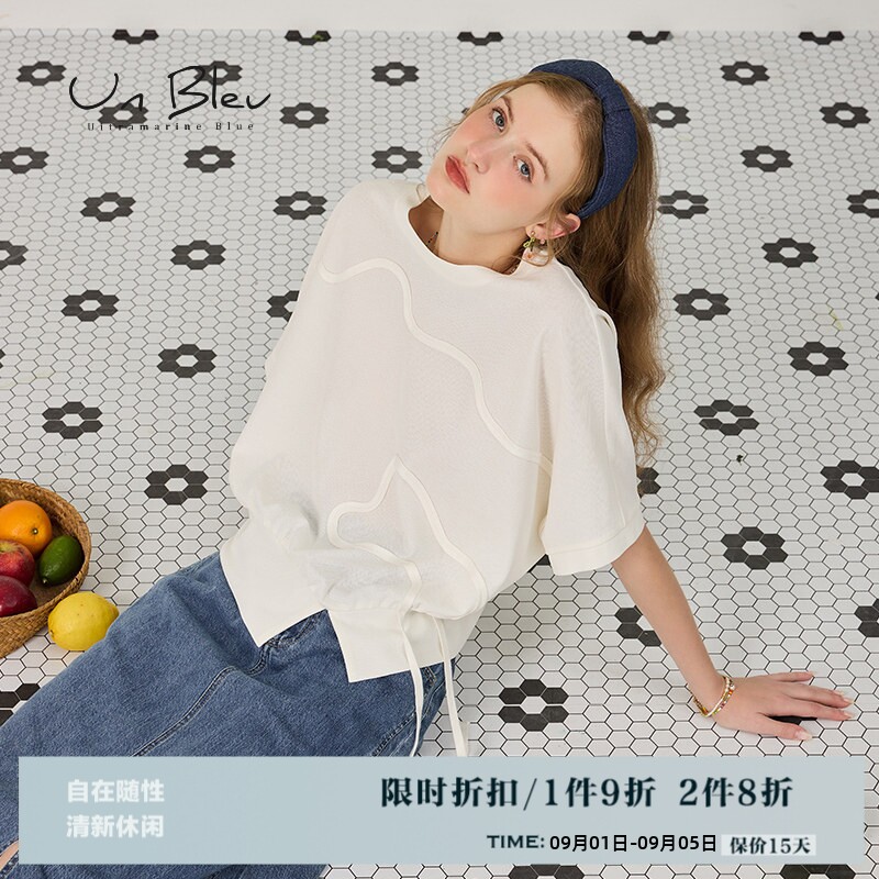 白色圆领卫衣短款女小个子短袖图片