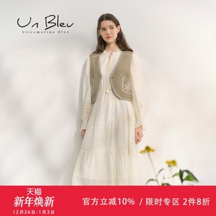 宽松独特女装 新款 高级两件套裙子 秋季 unbleu民族风连衣裙女套装