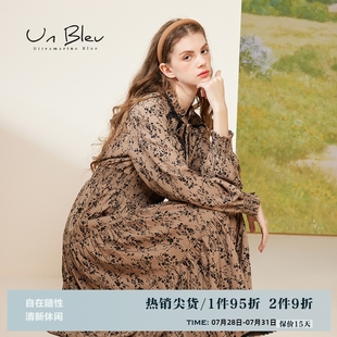 高级感甜美碎花裙子 UnBleu长袖 连衣裙女秋装 新款 小个子复古女装