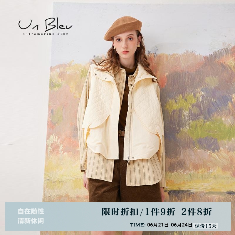 unbleu马甲外穿女秋冬女装新款宽松高级时尚棉服马夹别致上衣
