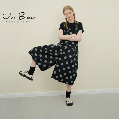 unbleu牛仔背带裤女秋季文艺女装