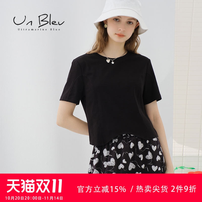 UnBleu显瘦t恤女夏季不规则短袖
