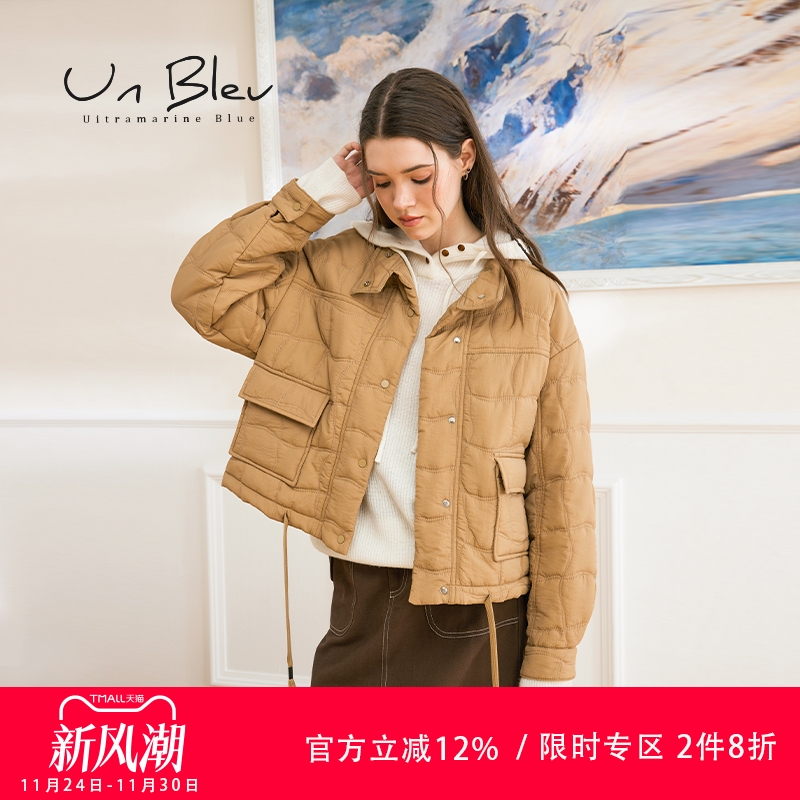 UnBleu夹克棉服女宽松棕色外套