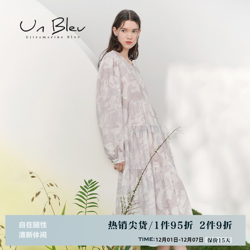 UnBleu蛋糕裙连衣裙纯棉印花生日