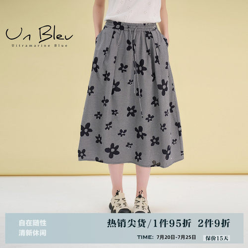 unbleu日系文艺风松紧腰碎花裙