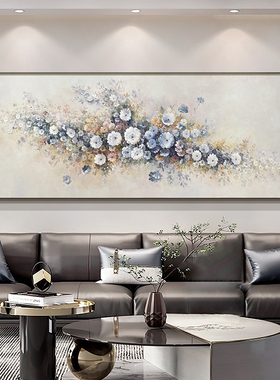 网红牡丹花纯绘油画现代简景约客厅沙室背墙大幅装手饰画轻发奢卧