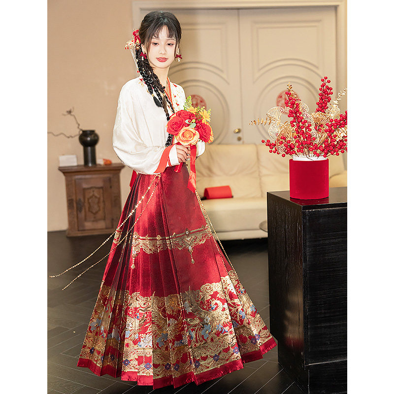 云藏月绣 鸾凤和鸣 原创红色重工马面裙汉服女结婚敬酒订婚服中式,女装/女士精品,汉服半身裙,淘宝优惠券,粉丝福利购,淘宝优惠卷