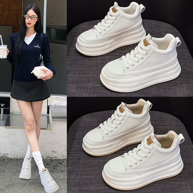 舒服不累脚的厚底鞋加绒冬季新款2025小白鞋加厚二棉中帮轻便防滑