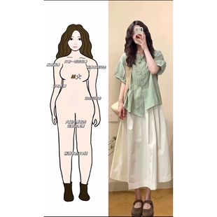 夏装 裙 搭配一整套设计小众衬衫 上衣半身裙微胖女生连衣裙两件套装