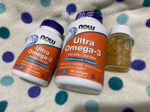 美国Now Foods诺奥欧米茄Ultra Omega3超级鱼油180粒猫狗美毛