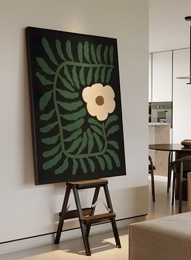 现代简约绿色植物花卉高级感手绘油画玄关过道走廊尽头客厅装饰画