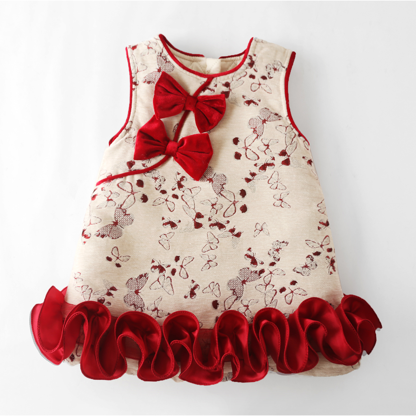 女童背心裙加厚秋冬旗袍马甲裙