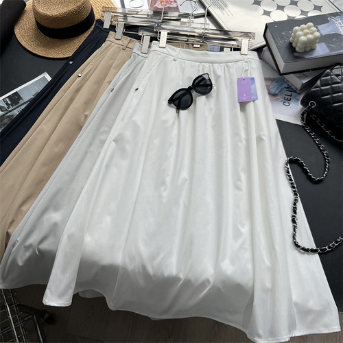 轻薄凉感高腰A字半身裙子女