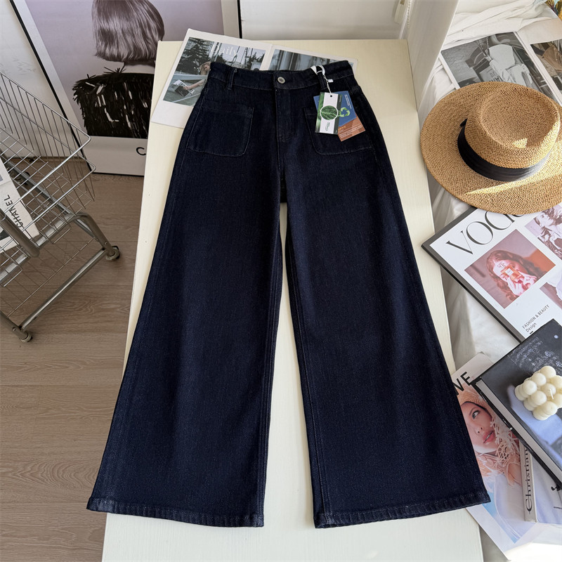 优化腿型！~小个子阔腿喇叭裤子女春季新款宽松前口袋九分牛仔裤,女装/女士精品,牛仔裤,淘宝优惠券,粉丝福利购,淘宝优惠卷
