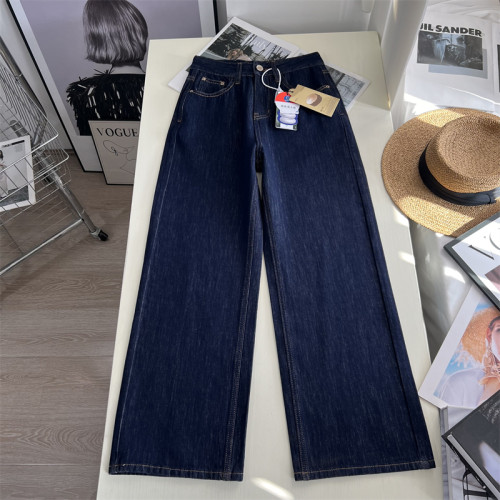 丹宁色阔腿裤女垂坠感牛仔直筒裤