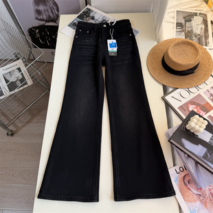 秒显腿长！加绒不贴腿微喇叭牛仔裤女冬季四面弹直筒牛仔长裤