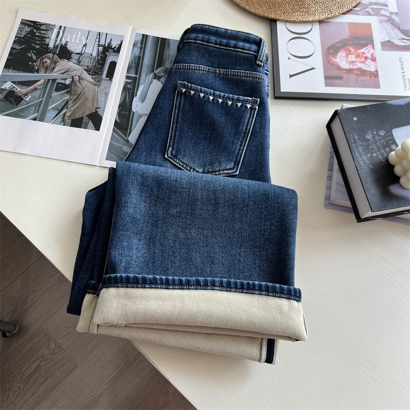 品质感绝了！加绒加厚阔腿牛仔裤女冬季弹力宽松不贴腿长裤拖地裤,女装/女士精品,牛仔裤,淘宝优惠券,粉丝福利购,淘宝优惠卷