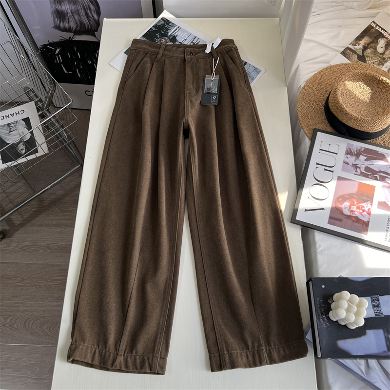 个性设计感~ 慵懒风雪尼尔加绒保暖高腰阔腿裤时髦显瘦奶奶裤冬季