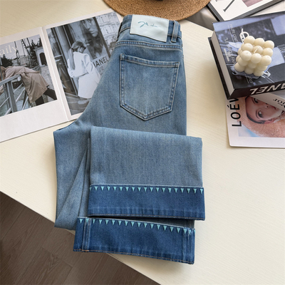 四面弹莱赛尔直筒牛仔裤