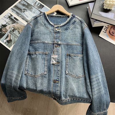 毛边宽松休闲纯棉牛仔外套